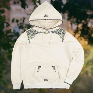 dinner service new york flower hoodie large white embroidered oversized sweater